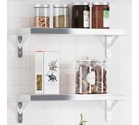 SKTQYQO Staffe per Mensola in Acciaio Inox Argento 4 Pezzi 15x2,5x11,5 cm Supporto Scaffale Robusto con Finitura Spazzolata per Librerie e Cucine Montaggio a Parete Facile Capacità