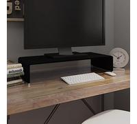 SKTQYQO Supporto TV in Vetro Temperato Nero, Ripiano Multifunzionale per Monitor Desktop e Dispositivi Multimediali, Struttura Moderna 70x30x13 cm con Spessore 8 mm,
