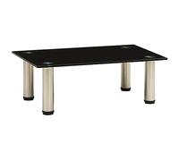 SKTQYQO Supporto TV Moderno in Vetro Temperato Nero con Struttura Acciaio Inossidabile, Mobile TV Robusto per Televisori e Dispositivi Multimediali, Capacità Carico 75