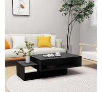 SKTQYQO Tavolino da Salotto con Ampio Spazio di Stoccaggio, 3 Scomparti per Libri e Riviste, Nero, Materiale Truciolato, Dimensioni 105x55x32 cm, Assemblaggio