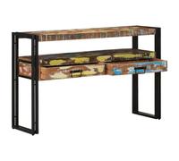 SKTQYQO Tavolino Rustico in Legno Massello di Recupero e Metallo con Due Cassetti, Design Unico e Finitura Artistica per Soggiorno, Consolle d'Ingresso o Tavolo Laterale, Superficie