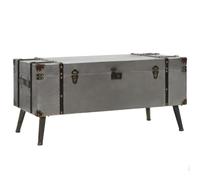 SKTQYQO Tavolino Salotto a Forma di Baule Viaggio Design Vintage in MDF Alluminio Argento con Piano e Scomparti Interni per Soggiorno Moderno e Rustico Ottimizzazione