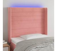 SKTQYQO Testiera a LED Rosa in Velluto 83x16x118/128 cm con Luci Colorate Regolabili e Striscia LED Tagliabile per Camera da Letto Moderna, Design Elegante e Supporto Schiena