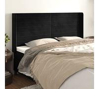 SKTQYQO Testiera ad Orecchio Nera in Velluto Classica e Regolabile 163x16x118/128 cm con Gambe in Legno per Supporto Schiena e Design Elegante per Camera da Letto con 2 Orecchie e 1