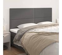 SKTQYQO Testiera Grigia in Similpelle 4 Pezzi 100x5x78/88 cm per Letto con Design Classico e Rivetti Eleganti, Altezza Regolabile e Supporto Schiena Durevole Questo set di 4 testiere