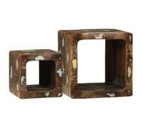 SKTQYQO Unità TV in Legno Massello di Recupero Rustico 36x36x30 cm con Design Cubico e Salvaspazio, Tavolini per Soggiorno Interni, Materiale Durevole e Facile Manutenzione, Finitura