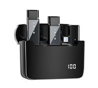 SKUBIS Microfono lavalier wireless con doppio display digitale per telefono cellulare, trasmissione in diretta, registrazione all'aperto, microfono Vlog,B-IOS