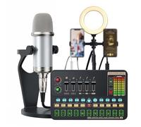 SKUBIS Set di schede audio Microfono a condensatore audio Microfono da canto da studio per la registrazione di podcast karaoke in streaming live,I