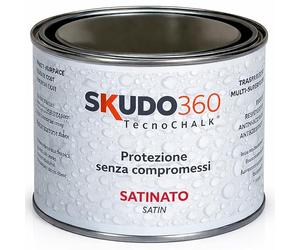 SKUDO360® - Vernice Protettiva Trasparente SATINATA Effetto Cera per Chalk Paint, Legno, Muro, Cemento, Pietra e Terracotta - Finitura Lavabile Extra Resistente Base Acqua Interno/Esterno (500 ml)