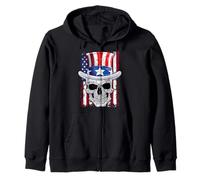 Skull 4th Of July Uncle Sam Kids Boys Girls Bandiera americana Felpa con Cappuccio