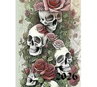 Skull and Roses Compact A6 Week To View 2026 Diary: Gothic Aesthetic Slimline Weekly Planner