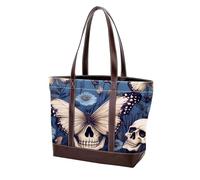 Skull Art Butterfly-800 Fashion Washed Durable Leather Purse Bag per le donne Top Handle Ladies Borse a tracolla con tasche cerniera