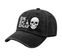 Skull Baseball Hat 60cm Embroidered Unisex Halloween Adjustable Cap