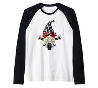 Skull Biker for Xmas Matching Couple with Funny Garden GNOME Maglia con Maniche Raglan