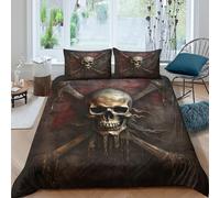 skull bonesSet Di Copripiumino microfibra morbida 3 Pezzi stampa 3D con cerniera dark fantasy art copripiumino con federe soffice ultra morbido for ragazze Double（200x200cm）