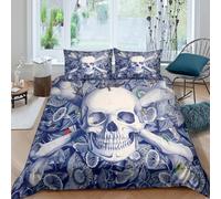 skull bonesSet Di Copripiumino morbida microfibra 3 Pezzi stampa di 3D con cerniera symbolic art style copripiumino incluso federe aiosa ultra morbido for ragazze Single（140x200cm）