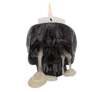 Skull Candle Holder - Creative Flame Burner, Resin Skeleton Base, Gothic Bl | Funny Skull Skull Candle Holder Creative Fire Black Home Haunted House Party Decoration Novelty Craft Collection