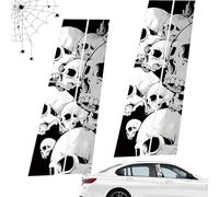 Skull Car Door Pillar Cover, Decorative Skull Car Sticker, Skeleton Car Door Stickers, Halloween Skull Car Decoration, Skull Decal for Car, Car Body Skull Adhesive Sticker, Skull Car Side