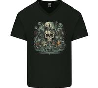 Skull City Biker Gotico Malvagio Maglietta In Cotone A V