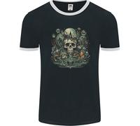 Skull City Biker Gotico Malvagio Uomo Ringer T-Shirt FotL