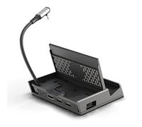 Skull & Co. SteamDock with Detachable Portable USB Hub HDMI TV Adapter for Steam Deck, ROG Ally, Smartphone and MacBook- Black (with Extension Cable)