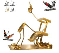 Skull Coke and Wine Bottle Stand, Funny Metal Skeleton Home Bar Holder Decor, Creative Beverage Display Stand, Steampunk Style Beverage Display Stands for Home Kitchen Decor (Gold)