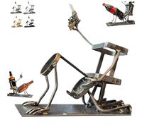 Skull Coke and Wine Bottle Stand, Funny Metal Skeleton Home Bar Holder Decor, Creative Beverage Display Stand, Steampunk Style Beverage Display Stands for Home Kitchen Decor (Metallic Color)