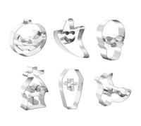 Skull Cookie - Scary Pumpkin Skull Ghost Haunted House | Witch Boot Coffin Cookie | Stainless Steel Cookie Shapes |Holiday Cookie Fondant Mold for Halloween Food Decorati