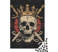 Skull Crown T-Shirt Design Jigsaw Puzzle Impossibili 1000Pcs Decorazione Per La Casa. Rilassamento E Intelligence Per Adulti E Ragazzi Da 14 Anni 52x38cm/1000pcs