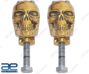 Skull Custom Riser in Ottone Old School 7/8" per Harley Bobber Chopper, 2 Pezzi