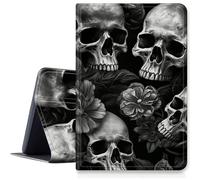 Skull Dark Case per iPad 9a/8a/7a generazione 10,2 pollici 2021/2020/2019 Release, custodia pieghevole in pelle PU antiurto con funzione di accensione/spegnimento automatico per iPad 10,2 pollici