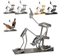 Skull Drinks and Wine Bottle Stand,Steampunk Style Beverage Display Stands for Home,Creative Wine Whiskey Bottles Metal Holder Decor (Silver)