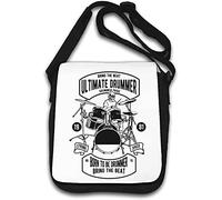 Skull Drummer Bring The Beat Born to Be Drummer - Borsa a tracolla bianca