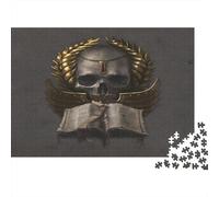 Skull-emblem-Vintage-ornate-style 1000Pc for Adults Gifts Skull with Open Book Educational Game Challenge & Brainteasing Activity 52x38cm/1000pcs