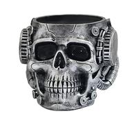Skull Flower Pot Planter - 5.12 Inch Gothic Resin Head Planter | Spooky Pen Holder Display, Decorative Skeleton Pot for Indoor, Outdoor, Garden, Patio, and Apartment Use