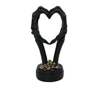 Skull Hand Heart Sculpture, Halloween Hands Statue Hearts Shaped, 3.35 x4.13 x8.27 Inches Versatile Abstract Skeleton Sculpture Home Offices Decor for Wedding Living Room Kitchen Bedroom Counter