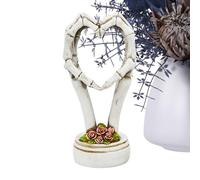 Skull Hand Heart Sculpture, Halloween Skeleton Hand Statue, 3.35x4.13x8.27 Inches, Gothic Desktop Decor, Wedding Centerpiece, Abstract Ornament for Home Workplace Living Room Bedroom