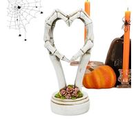 Skull Hand Heart Sculpture, Halloween Skeleton Statue, Abstract Heart Shaped Design, Sturdy Decorative Accent, Ideal for Home, Work, Wedding, Kitchen, Bedroom, Living Room, 3.35x4.13x8.27 Inches