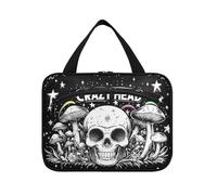Skull Head Black Evil Hanging Cosmetic Travel Bag con gancio, Designer Compact kit Bag per gli uomini per i viaggiatori Camping organizador de maquillaje para L