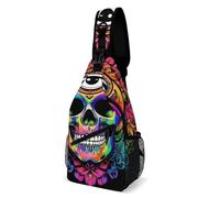 Skull Head Lotus Donna Uomo Sling Bag Leggera Borsa A Spalla Piccolo Zaino Monospalla Per Ciclismo Escursionismo Treeking