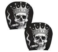 Skull Headrest Covers - 2 Pack Halloween Car Decor | Universal Fit | Gothic Skull-print Headrest Covers Protect Seats While Adding Spooky Style. Washable Design Fits Most Cars, SUVs and Trucks.