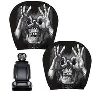 Skull Headrest Covers - 2Pc Gothic Horror | Double-Sided Elastic Washable F
