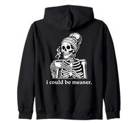 Skull I Could Be Meaner Skeleton Drinking Coffee Mug Women Felpa con Cappuccio