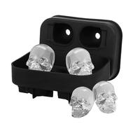 Skull Ice Tray Mold - 4 Cavity Cube With Lid, Flexible Easy Release Freezer Mould, Reusable Drink Chilling Tool, Novelty Maker | Whiskey Juice Cocktail Wine For Bar Party Use