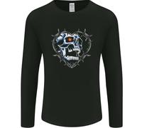 Skull Love In Barbed Wire Heart Uomo Long Sleeve T-Shirt