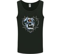 Skull Love In Barbed Wire Heart Uomo Vest Tank Top