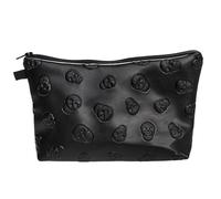 Skull Makeup Bag - Premium Black PU Leather Cosmetics Travel Pouch