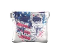 Skull Moon 4 luglio Giorno dell'indipendenza delle donne PU Leather Coin Purse Cute Organizing Pouch per le donne di viaggio, teschio luna 4 luglio Giorno dell'Indipendenza, 1 size, moderno