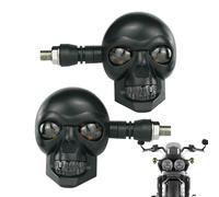 Skull Motorcycle Turn Signals - Universal 12V LED Blinkers Set, Waterproof Death Skull Design Indicator Lights For Motorbike Front Rear Direction Lighting | Custom Styling Concept, Road Adventure Use