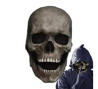 Skull - Moving Jaw Realistic Movable Jaw, Creepy Skeleton Face Cover | Halloween Props Skull Cosplay Props, Halloween Costume Accessories, Horror Masquerade, Scary Haunted House Carnival, Dress Up